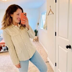 Standard James Perse Oatmeal Cotton Distressed Jacket 2 Medium